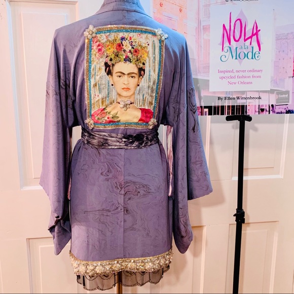 Frida Kahlo Art Patch Reworked Vintage Kimono - Picture 2 of 15